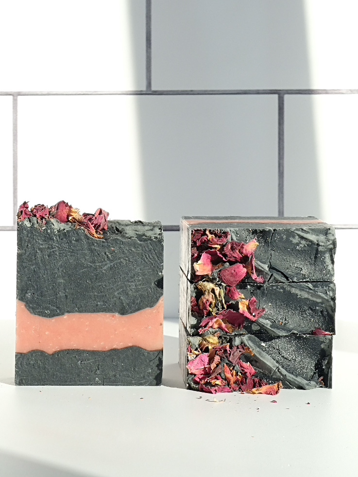 rose charcoal soap bar