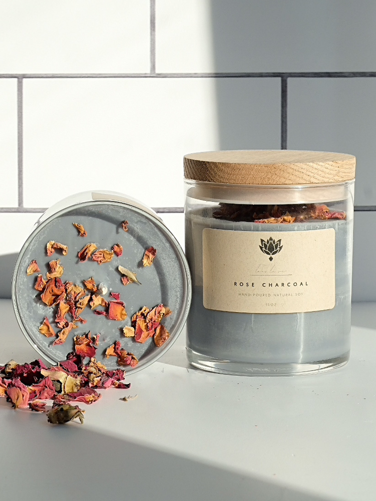 rose charcoal soy candle